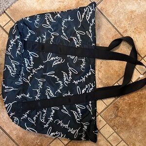 PINK Victoria's Secret Black and White Script Tote
